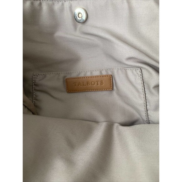 Talbots Large 14” Natural Woven Straw Tote Beach Bag Navy Magenta Yellow - Picture 4 of 8